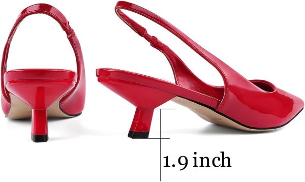JENN ARDOR Slingback Heels for Women Low Heels Dress Shoes Kitten Pumps - Image 4