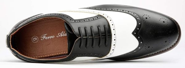 Ferro Aldo Arthur MFA139001D Mens Wingtip Two Tone Oxford Black and White - Image 4