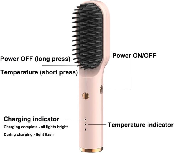 ABHI Portable Hair Straightening Brush with 3 Levels Temperature Auto-Off - Image 2