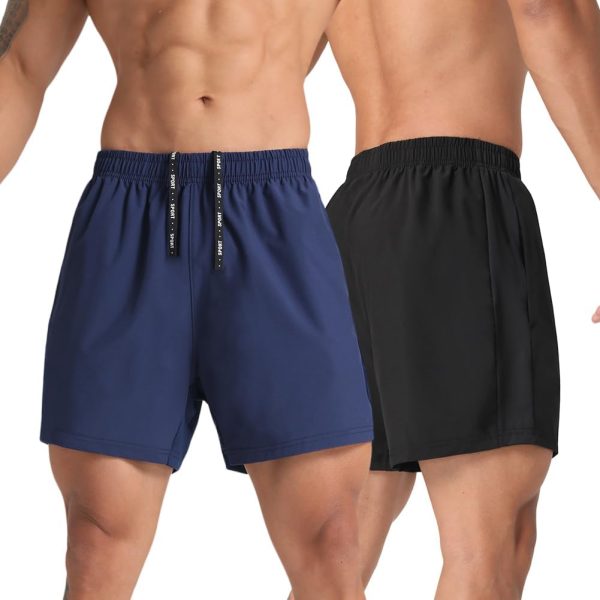 2 Pack Mens Lightweight Athletic Running Shorts 5'' Quick Dry Gym Workout - Image 2