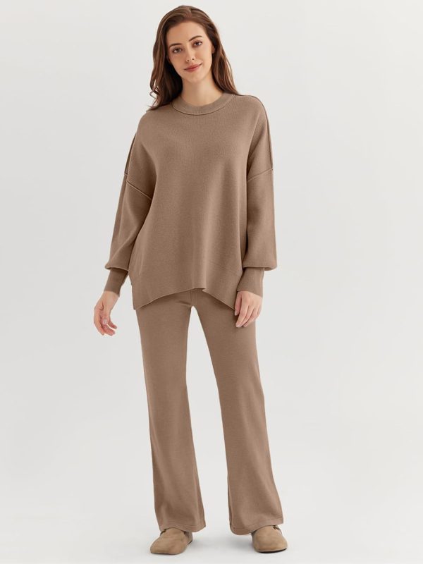 LILLUSORY Women 2 Piece Outfits Sweatsuit Sweater Sets Oversized Knit - Image 2