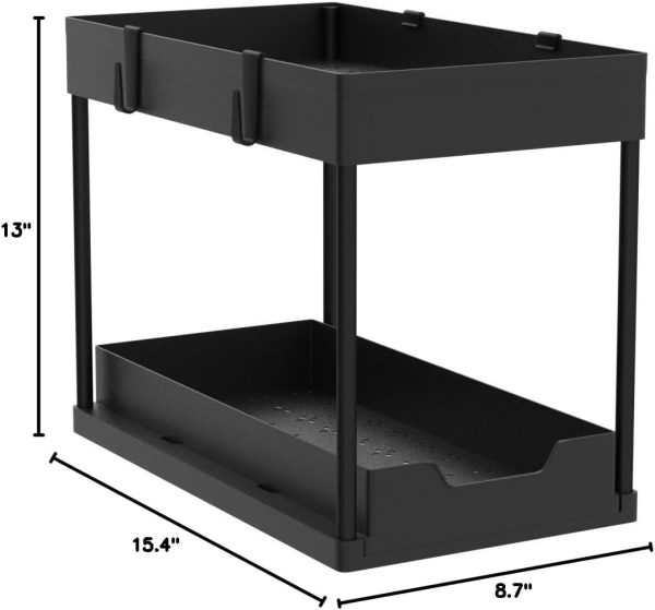 Under Sink Organizer 2 Pack, Bathroom Cabinet Organizer, 2 Tier Sliding - Image 9