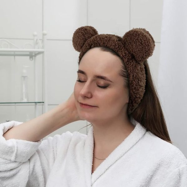 Huachi Spa Headbands for Women Girls Face Washing Makeup Cute Bear Ears - Image 7