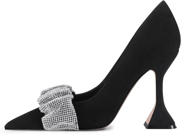 YDN Women Pointed Toe Slip on Pumps Special Kitten High Heel Shoes Party - Image 3