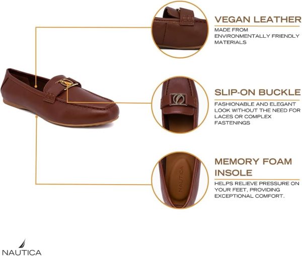 Nautica Woman Flat Loafers Designer Vegan Leather Penny Shoes Slip On - - Image 4