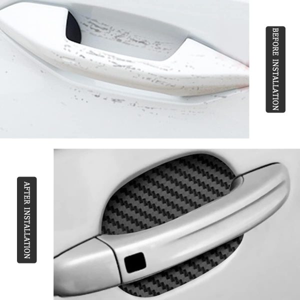 4PCS Sticker, Carbon Fiber Anti-Scratches Car Door Cup Protector, - Image 6