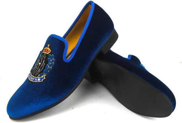 Mens Velvet Loafers Shoes Spiked Dress Shoes with Gold Buckle for Wedding - Image 3