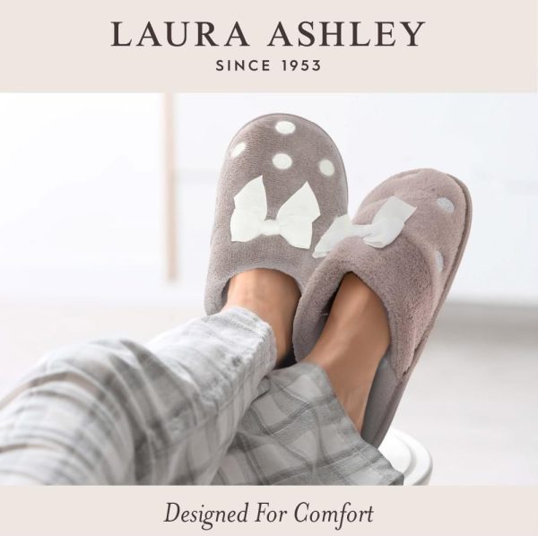 Laura Ashley Womens Rugged Memory Foam Terry Cloth Spa Slippers, Soft Non - Image 5