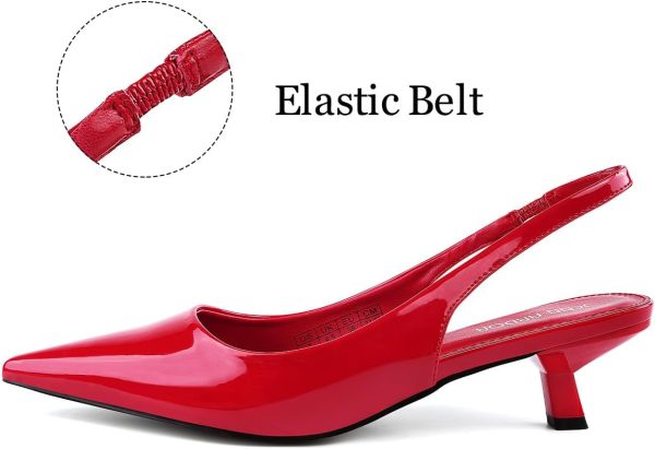 JENN ARDOR Slingback Heels for Women Low Heels Dress Shoes Kitten Pumps - Image 3