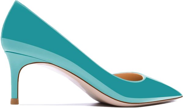 Women's Fashion Patent Leather Stiletto Pointed Toe Slip On 2.5 Inch Mid - Image 2