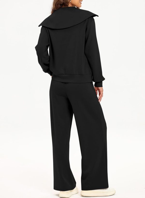 Aleumdr Two Piece Outfits Half Zip Sweatshirt Sweatsuit Lounge Sets for - Image 3