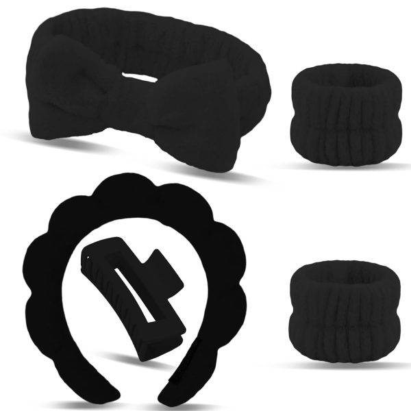 Canitor Sponge Spa Headbands Wristband Set with Hair Clips Skincare - Image 8