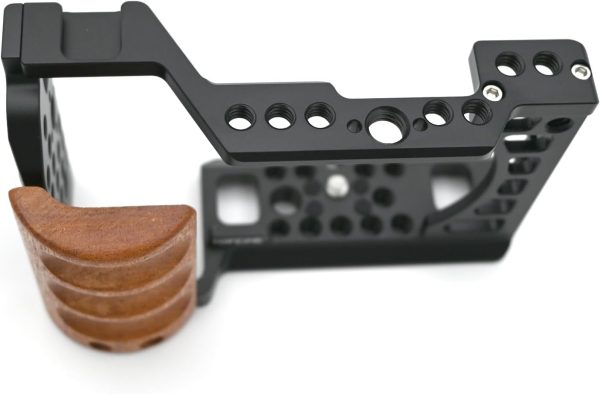 Camera Cage with Wood Handgrip Compatible for Sony Alpha A6400 A6300 A6000 - Image 3