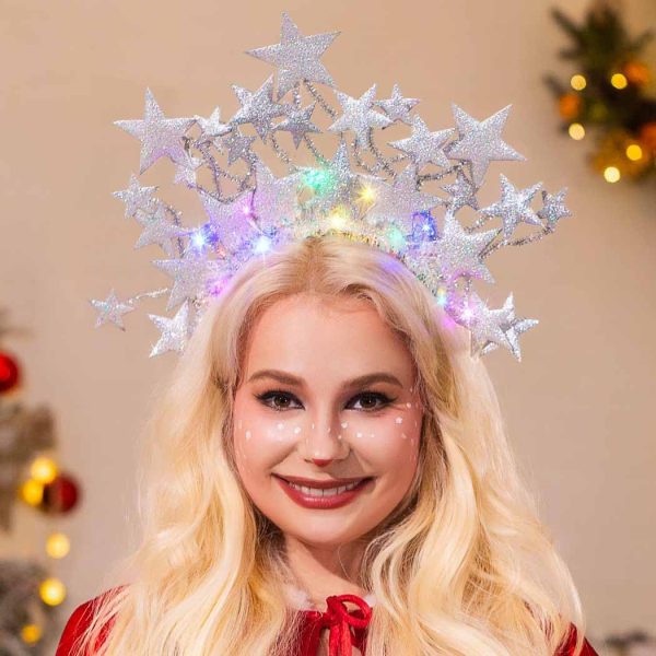 DRESBE Light Up Star Headband LED Stars Crown Headbands Party Hair - Image 2