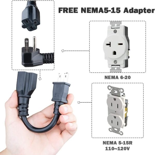 Morec EV Charger 16A 3.68KW NEMA6-20 Plug with Adapter for NEMA 5-15, - Image 5