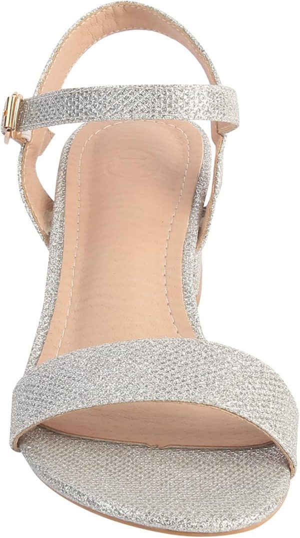 DADAWEN Women's Open Toe Ankle Strap Glitter Low Block Chunky Heels Sandals - Image 4