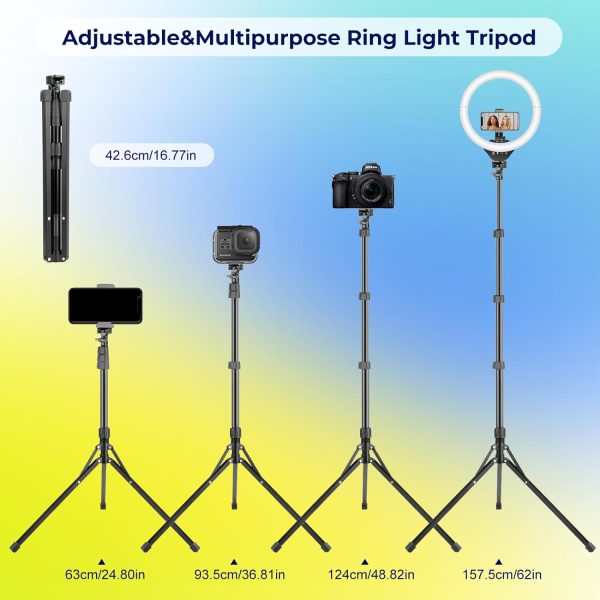 Aureday 14'' Selfie Ring Light with 62'' Tripod Stand and Phone Holder, - Image 5