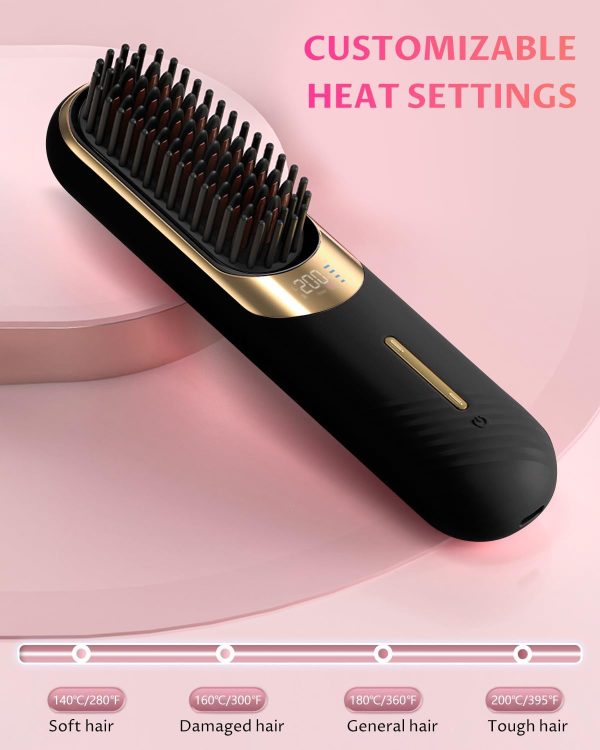 MEKK Cordless Hair Straightening Brush - Compact Heated Ionic Brush with - Image 5