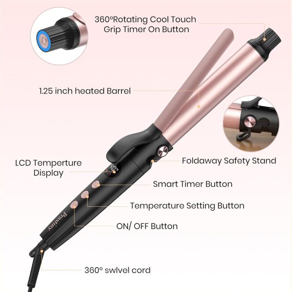 Smart Timer Hair Curler Iron 1.25inch Ceramic Coating Large Barrel Hair - Image 8