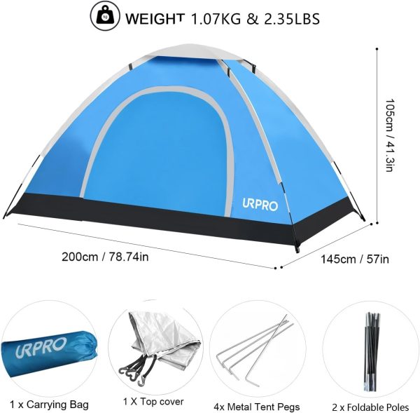 Portable Camping Tent, 2 Person Lightweight Tent,Waterproof Windproof, UV - Image 2