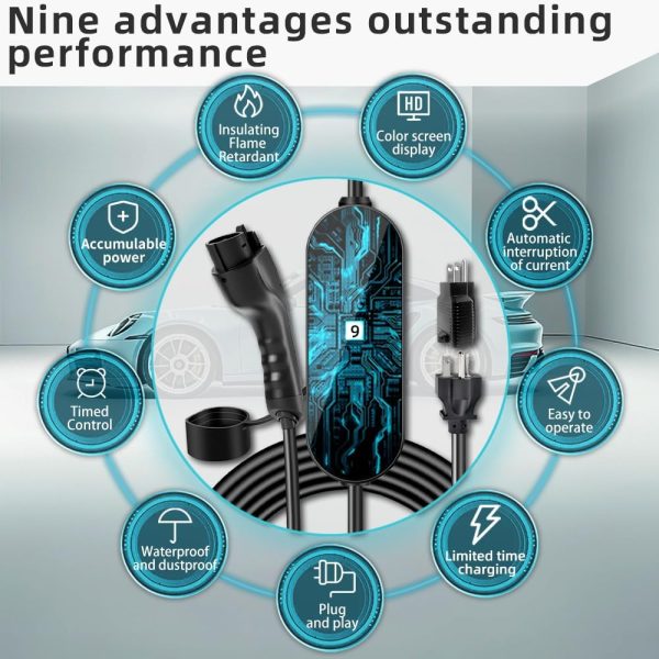 Level 1+2 EV Charger,8~16 Amp Electric Car Charger 110~240V,Electric - Image 3