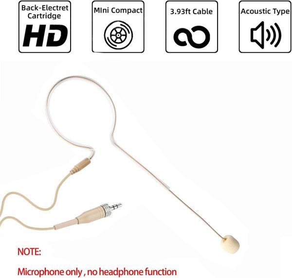 Headset Headworn Microphone - 3.5mm Screw Lock Head Microphone for - Image 2