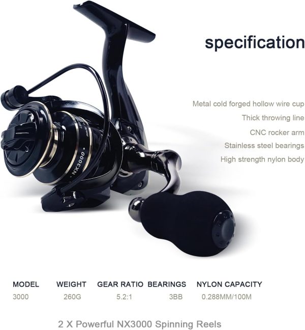 Fishing Rod Reel Combos, 2PCS 2.1m/6.89ft Collapsible Fishing Rods + 2PCS - Image 5