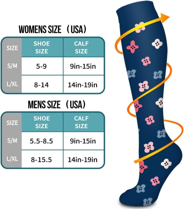 Laite Hebe Compression Socks for Women & Men Circulation(6 pairs)-Graduated - Image 7