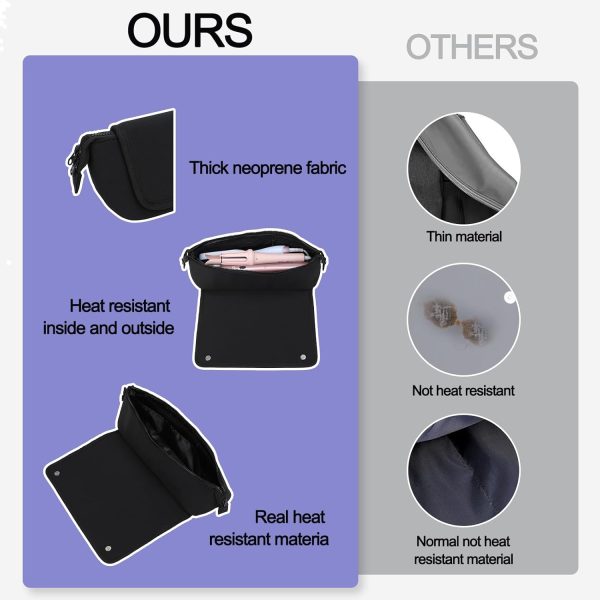 Travel Essentials Neoprene Hair Style Tools Bag w/Fireproof Mat for Flat or - Image 7