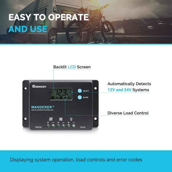 Renogy 10 Amp 12V/24V PWM Negative Ground Solar Charge Controller Compact - Image 5