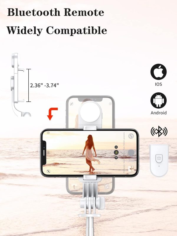 Selfie Stick Tripod with Wireless Remote, 46'' Cellphone Selfie Stick - Image 4