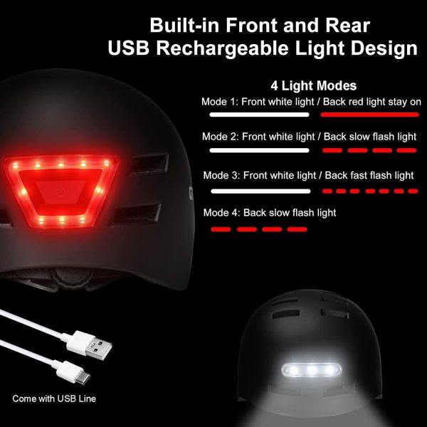 Bike Helmets for Adults - Front and Rear LED Lights Adjustable Bicycle - Image 3