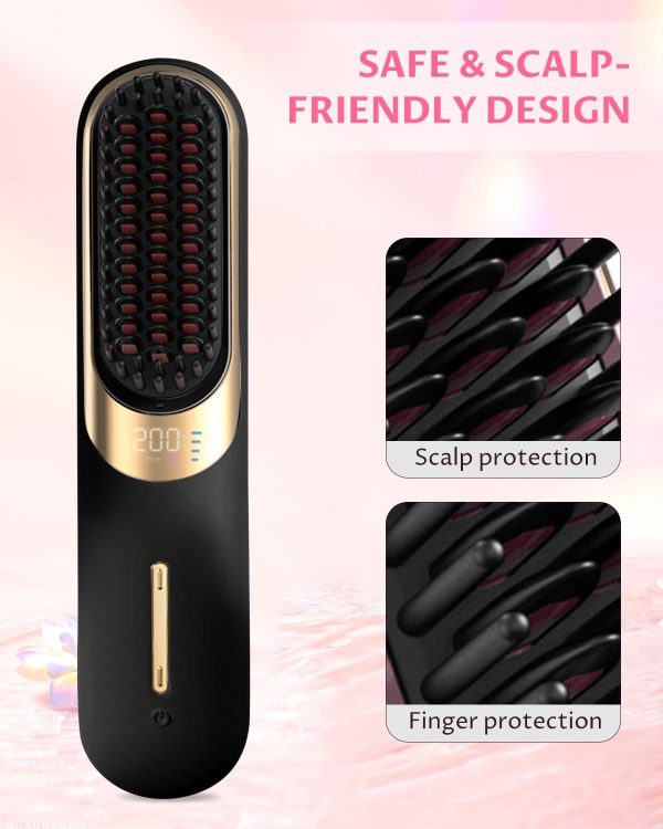 MEKK Cordless Hair Straightening Brush - Compact Heated Ionic Brush with - Image 6