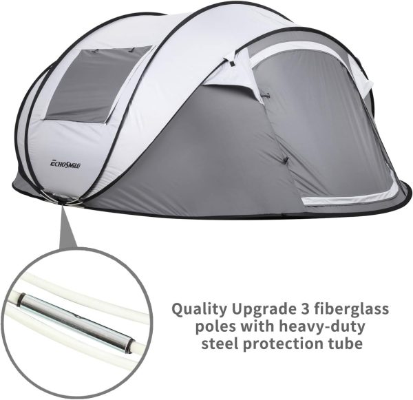 EchoSmile Camping Instant Tent, 2/4/6/8/10 Person Pop Up Tent, Water - Image 5