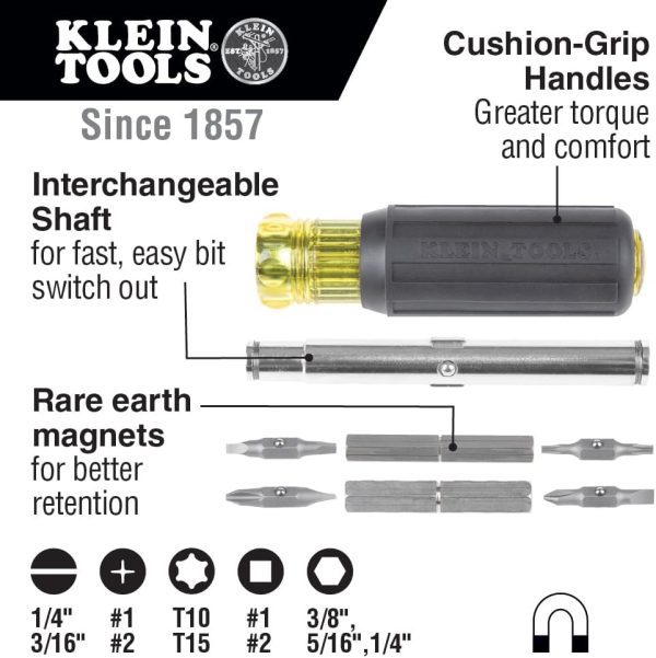 Klein Tools 32500MAG Magnetic Multi-Bit Screwdriver / Nut Driver, 11-in-1 - Image 2