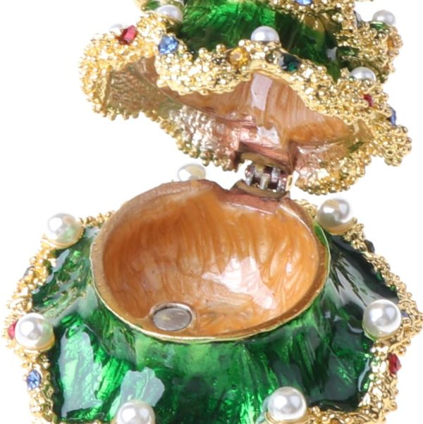 Christmas Tree Trinket Box Jewelry Hand Painted Enameled Vintage Decorative - Image 2