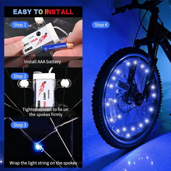 TINANA 2 Tire Pack LED Bike Wheel Lights Ultra Bright Waterproof Bicycle - Image 4