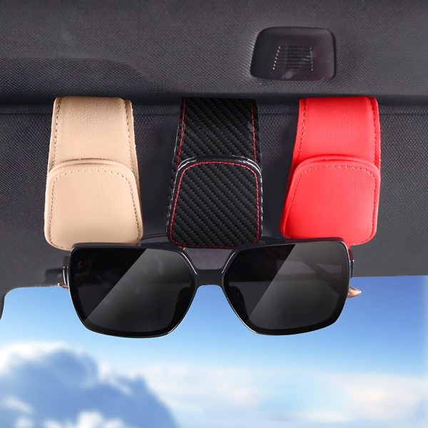 AICEL Sunglasses Holders for Car Sun Visor, Leather Eyeglasses Hanger - Image 6