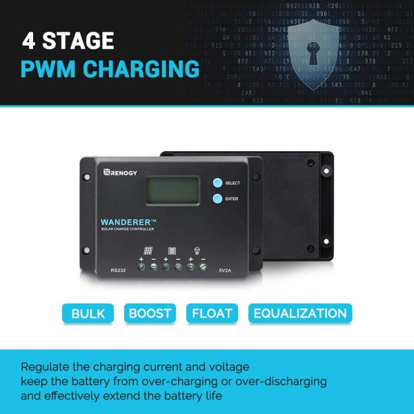Renogy 10 Amp 12V/24V PWM Negative Ground Solar Charge Controller Compact - Image 4