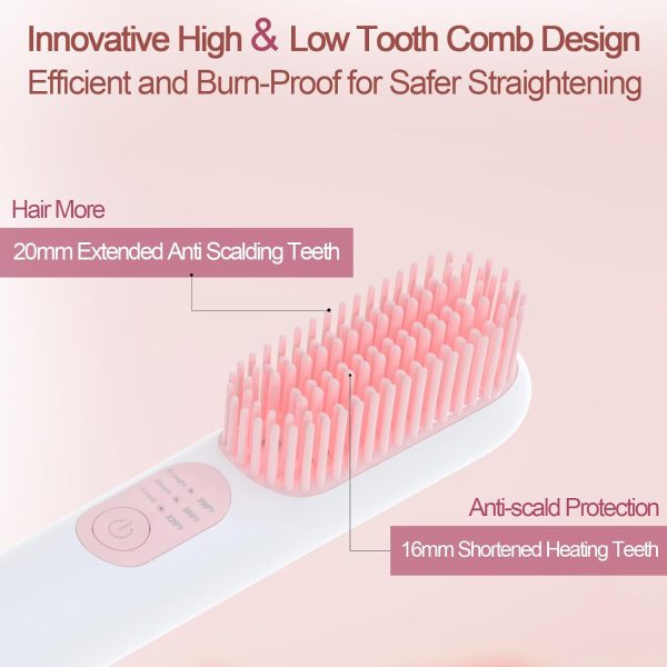 Cordless Hair Straightener Brush, Portable Negative Ion Straightening Comb - Image 7