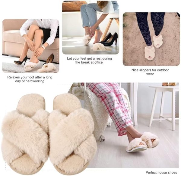 DOIOWN Women's Fuzzy Slippers Memory Foam Cute House Slippers Plush Fluffy - Image 5