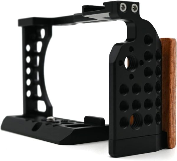 Camera Cage with Wood Handgrip Compatible for Sony Alpha A6400 A6300 A6000 - Image 5