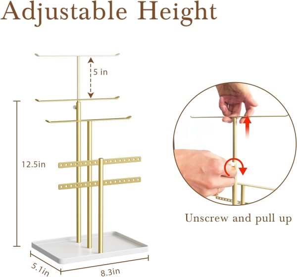 Jewelry Holder Organizer Stand - Adjustable Jewelry Tree 17.5" Height - Image 2
