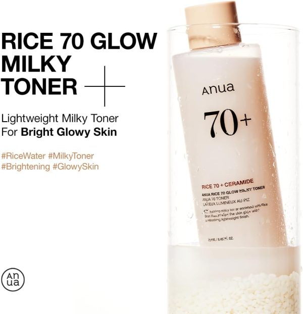 ANUA Rice 70 Glow Milky Toner, for Glass Skin, Rice Water, Niacinamide, - Image 3