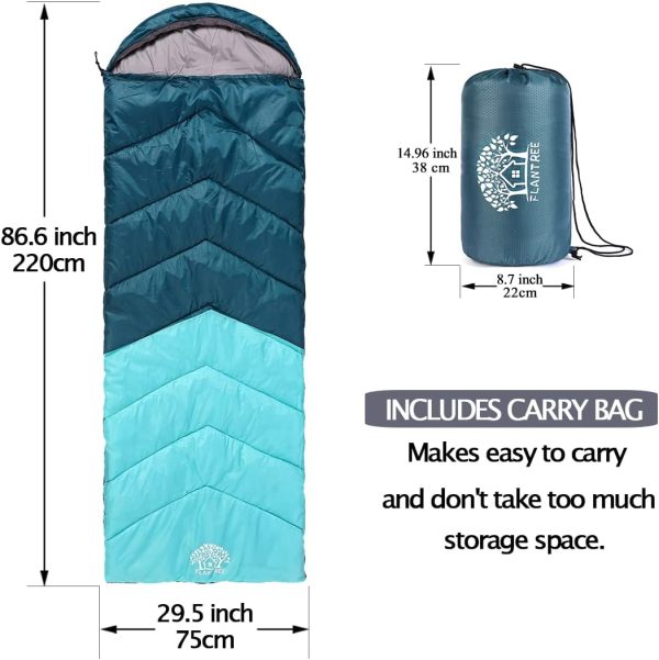 Sleeping Bag 4 Seasons Adults & Kids for Camping Hiking Trips Warm Cool - Image 2