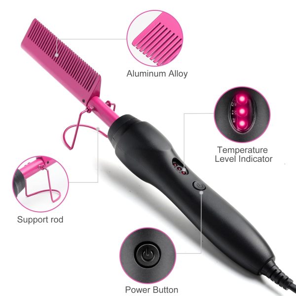Hair Straightener, Electric Hot Comb Hair Straightener Brush with Ceramic - Image 4