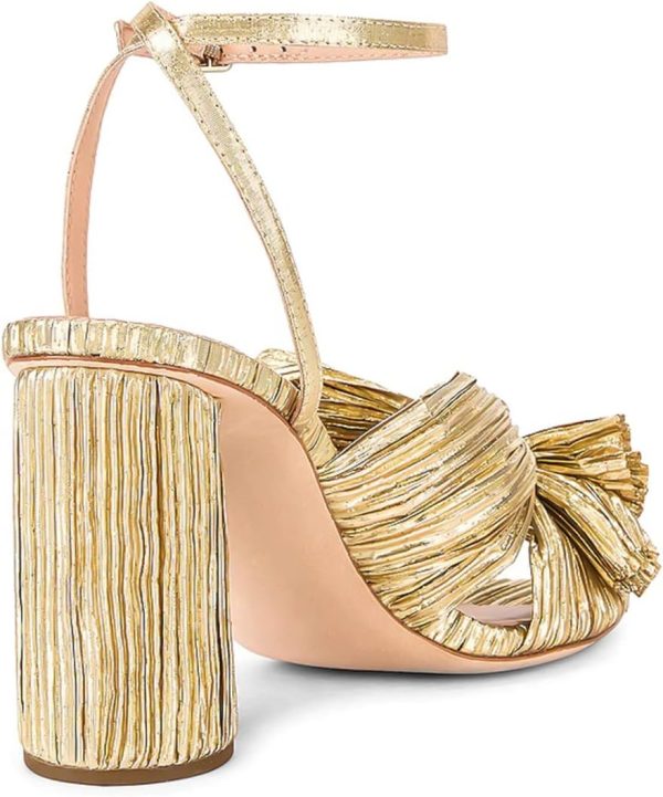MICIFA Women's Bow Knot Heeled Sandals Open Toe High Block Ankle Strap - Image 3