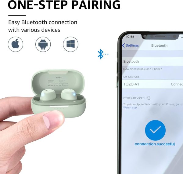 TOZO A1 Wireless Earbuds Bluetooth 5.3 Light-Weight in Ear IPX5 Waterproof - Image 4