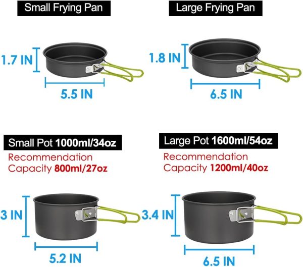 Gutsdoor Camping Cookware Set Camping Gear Campfire Utensils Non-Stick - Image 4