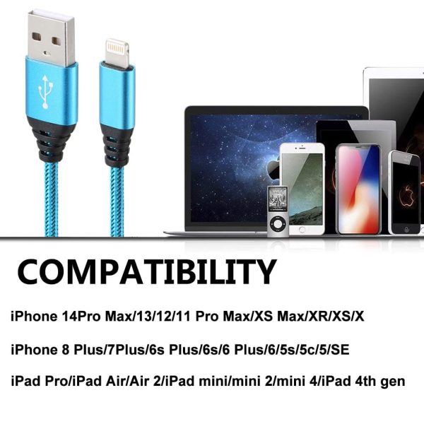 iPhone Charger 5Pack 10FT Lightning Cable Nylon Braided USB Cables Fast - Image 6